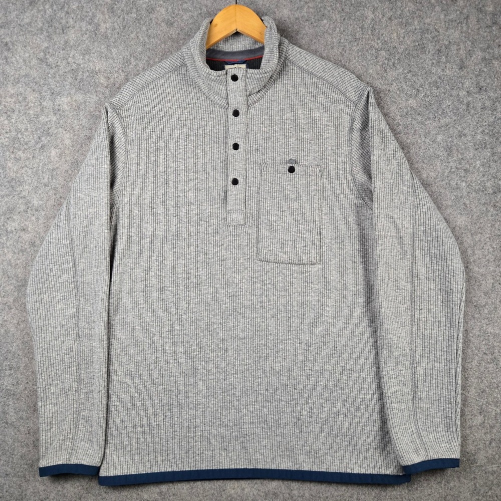 Relwen Micro Thermo Popover Pullover Mens Large Gray Ribbed Quarter Snap Zip